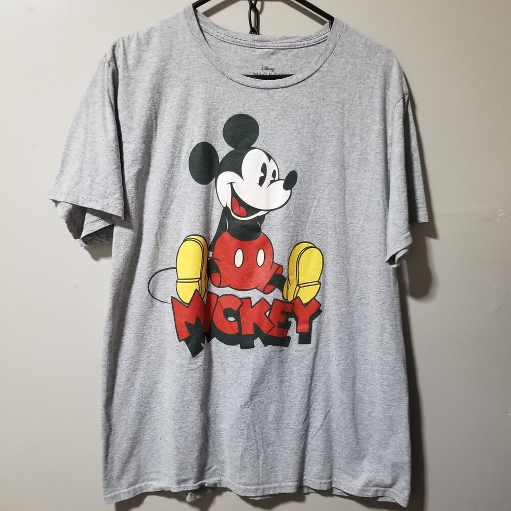 Mickey Mouse Gray Short Sleeve T Shirt Men Large Unisex